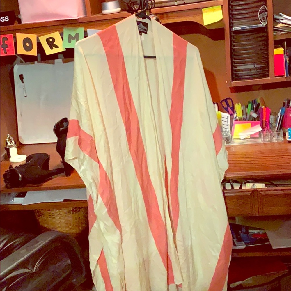 Slit striped floor length cover up